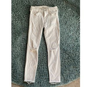 Mother Jeans - Sz 25 -  Style: Looker Ankle Fray - White Denim Pants